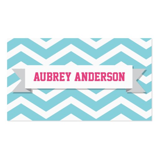 Chevron Pink Blue Custom Flag Business Card Templates (front side)
