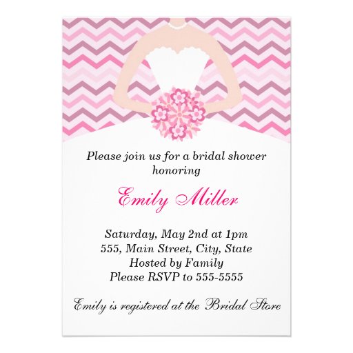 Chevron Pink Bridal Shower Wedding Invitation