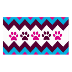 Chevron Pink Teal Puppy Paw Prints Dog Lover Gifts Business Card Templates