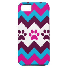 Chevron Pink Teal Puppy Paw Prints Dog Lover Gifts iPhone 5 Cases