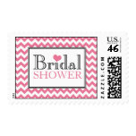 Chevron Pink & White Bridal Shower Postage Stamps