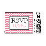 Chevron Pink & White RSVP Postage Stamps