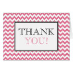 Chevron Pink & White Thank You Card