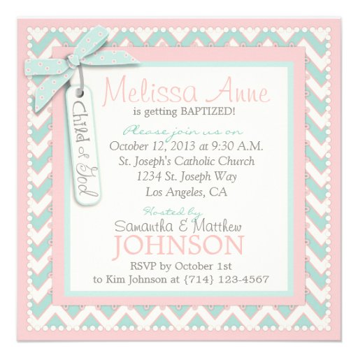 Chevron Print and Tutu Baptism Invitation