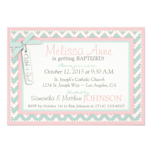 Chevron Print and Tutu Baptism Invitation SQ-PKGY2
