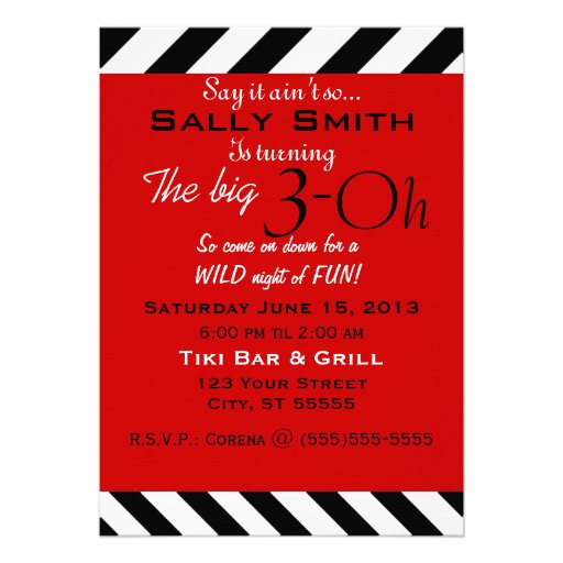 Chevron Print Dirty 30 Invites