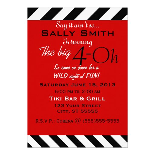 Chevron Print Over the Hill 40th Birthday Invites