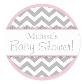 Chevron Print & Pink Contrast Baby Shower Stickers