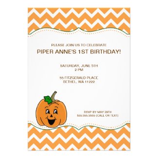 Chevron Pumpkin Baby Shower Birthday Party Invite