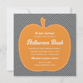 Chevron Pumpkin Halloween Party Invite