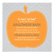Chevron Pumpkin Halloween Party Invite