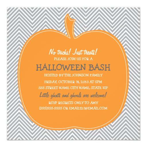 Chevron Pumpkin Halloween Party Invite (front side)