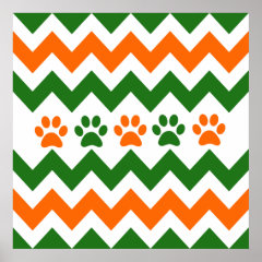 Chevron Puppy Paw Prints Orange Lime Dog Lover