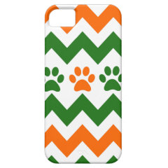 Chevron Puppy Paw Prints Orange Lime Dog Lover iPhone 5 Cases