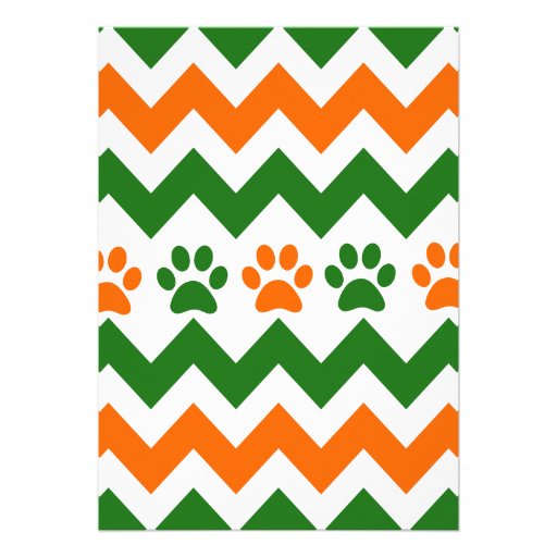 Chevron Puppy Paw Prints Orange Lime Dog Lover Personalized Announcement