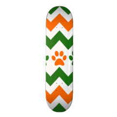 Chevron Puppy Paw Prints Orange Lime Dog Lover Skateboard Decks