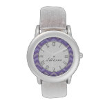 Chevron purple and grey print name wrist watch at Zazzle