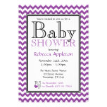 Chevron Purple & White Baby Shower Invitations