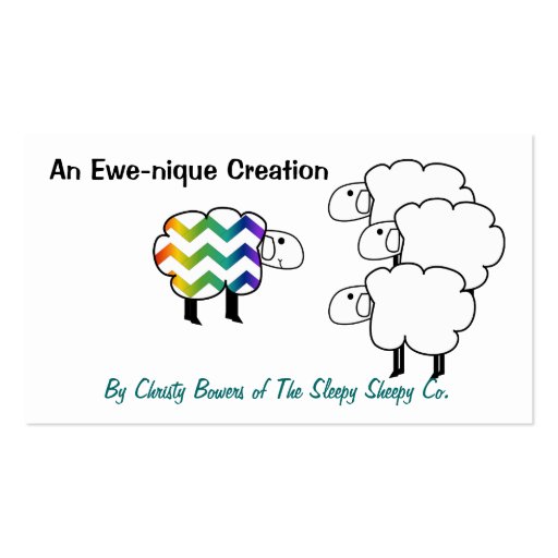 Chevron Rainbow Sheep Hang Tag and Business Card (front side)
