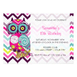 Chevron Retro Groovy Owl Birthday Party Custom Invitation
