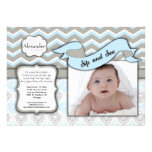 Chevron Sip And See New Baby Boy Photo Template Personalized Announcement