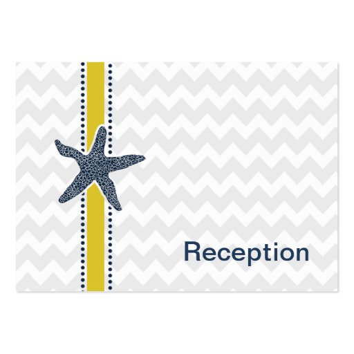 chevron stripes, starfish mod beach wedding design business card template (front side)