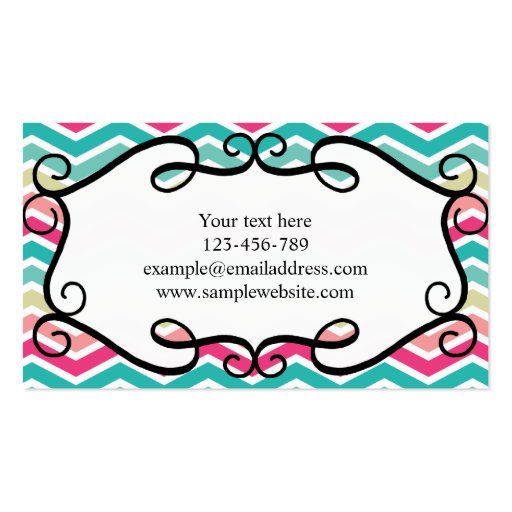 Chevron Turquoise Pink Custom Business Card Templates (back side)