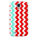 Chevron Turquoise & Red Samsung Galaxy S4 Cases