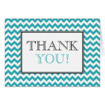 Chevron Turquoise & White Thank You Card