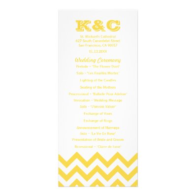 Chevron Wedding Programs Custom Rack Card