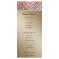Chevron Wedding Rack Cards Sparkle Gold Pink