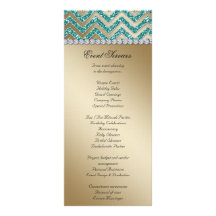 Chevron Wedding Rack Cards Sparkle Teal Gold