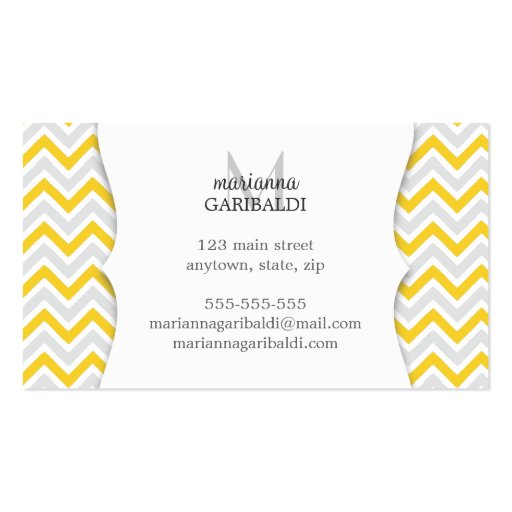Chevron Yellow and Modern Profissional Business Cards (back side)