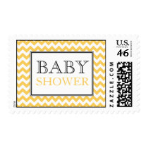 Chevron Yellow & White Baby Shower Postage Stamps