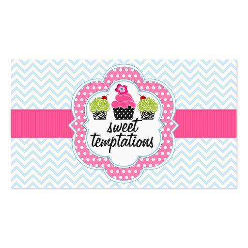 Chevron Zigzag Cupcake Bakery Business Card Templates (front side)