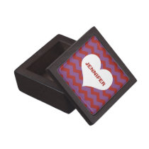 Chevron zigzag pattern heart custom name trinket premium gift boxes