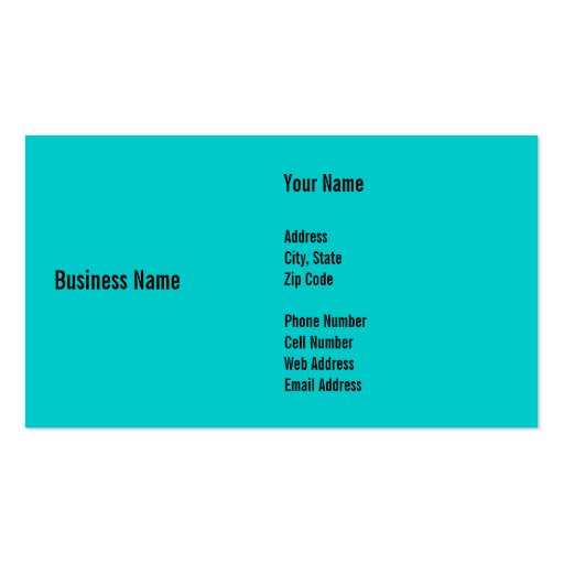 Chevy Business Card (back side)