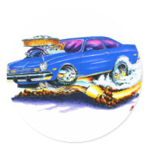 Chevy Vega Blue Car Round Sticker
