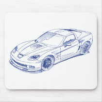 Chevy Vette C6 ZR1 2009 sketch mousepads