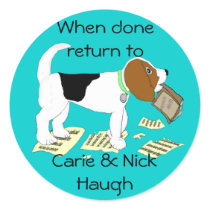 Chewing Beagle Bookplate stickers