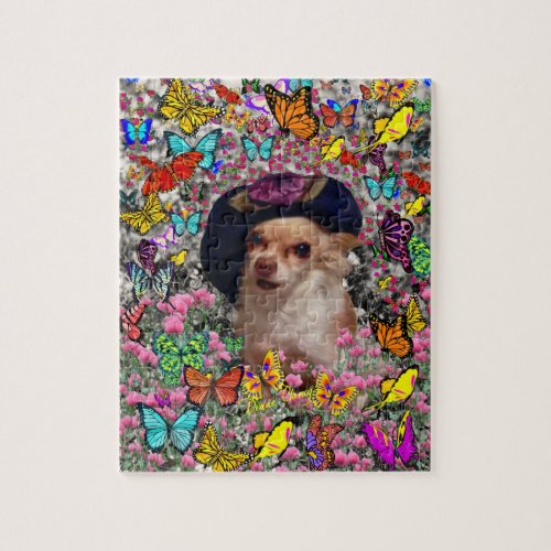 Chi Chi in Butterflies - Chihuahua Puppy in a Hat jigsaw puzzle