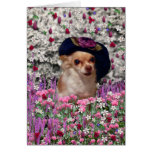 Chi Chi in Flowers  - Chihuahua Puppy in Cute Hat Greeting Card