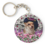 Chi Chi in Flowers  - Chihuahua Puppy in Cute Hat Key Chains