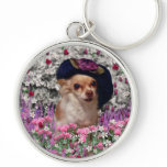 Chi Chi in Flowers  - Chihuahua Puppy in Cute Hat Keychain