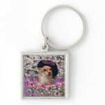 Chi Chi in Flowers  - Chihuahua Puppy in Cute Hat Key Chain