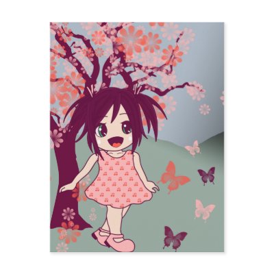 Chibi Anime Manga Cute Japanese Girl Postcard