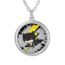 chibi batman, flying kick, lightning bolt, justice league, super hero, dc comics, Necklace with custom graphic design