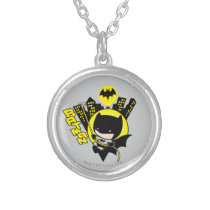 chibi batman, grappling hook, gotham city, bat symbol, bat signal, climbing, super hero, justice league, dc comics, Necklace with custom graphic design