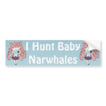 Chibi Cat Girl With Baby Narwal Bumper Sticker