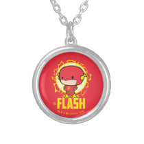 chibi flash, the flash logo, lightning bold, electricity, super hero, super speed, fast, justice league, dc comics, Necklace with custom graphic design